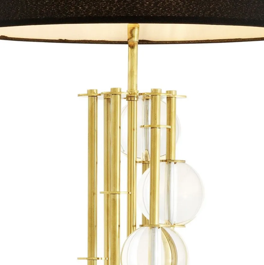 Casa Padrino Luxus Stehleuchte Gold / Schwarz Ø 48 x H. 176 cm - Designer Lampe mit Kristallglas - Luxus Wohnzimmer Lampe