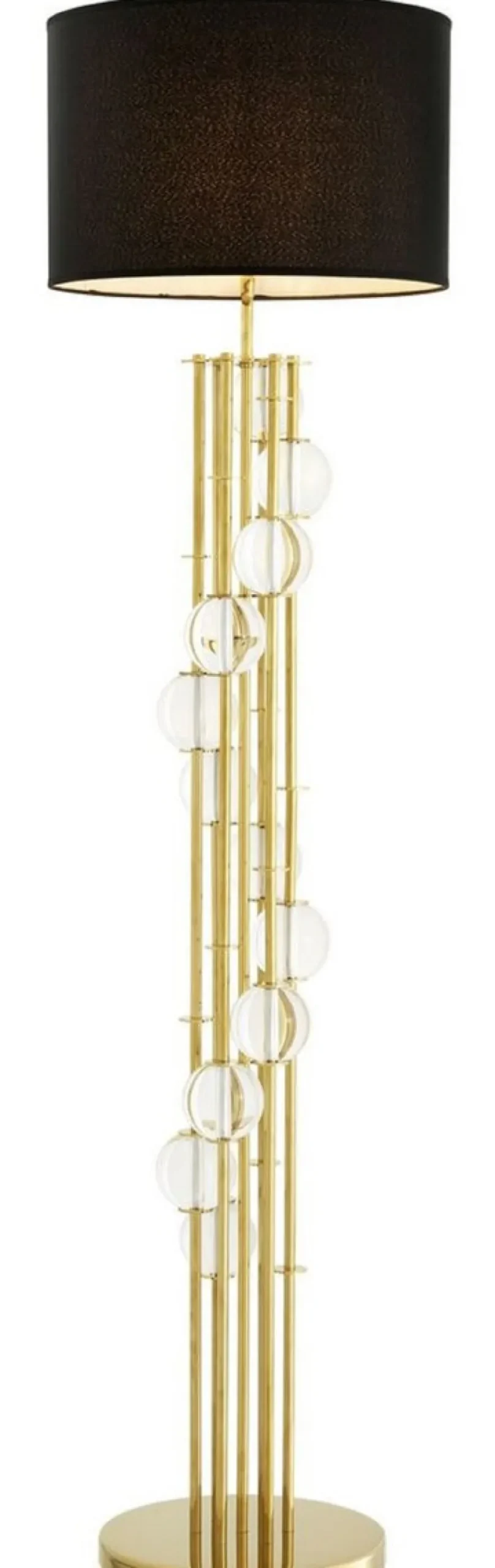 Casa Padrino Luxus Stehleuchte Gold / Schwarz Ø 48 x H. 176 cm - Designer Lampe mit Kristallglas - Luxus Wohnzimmer Lampe