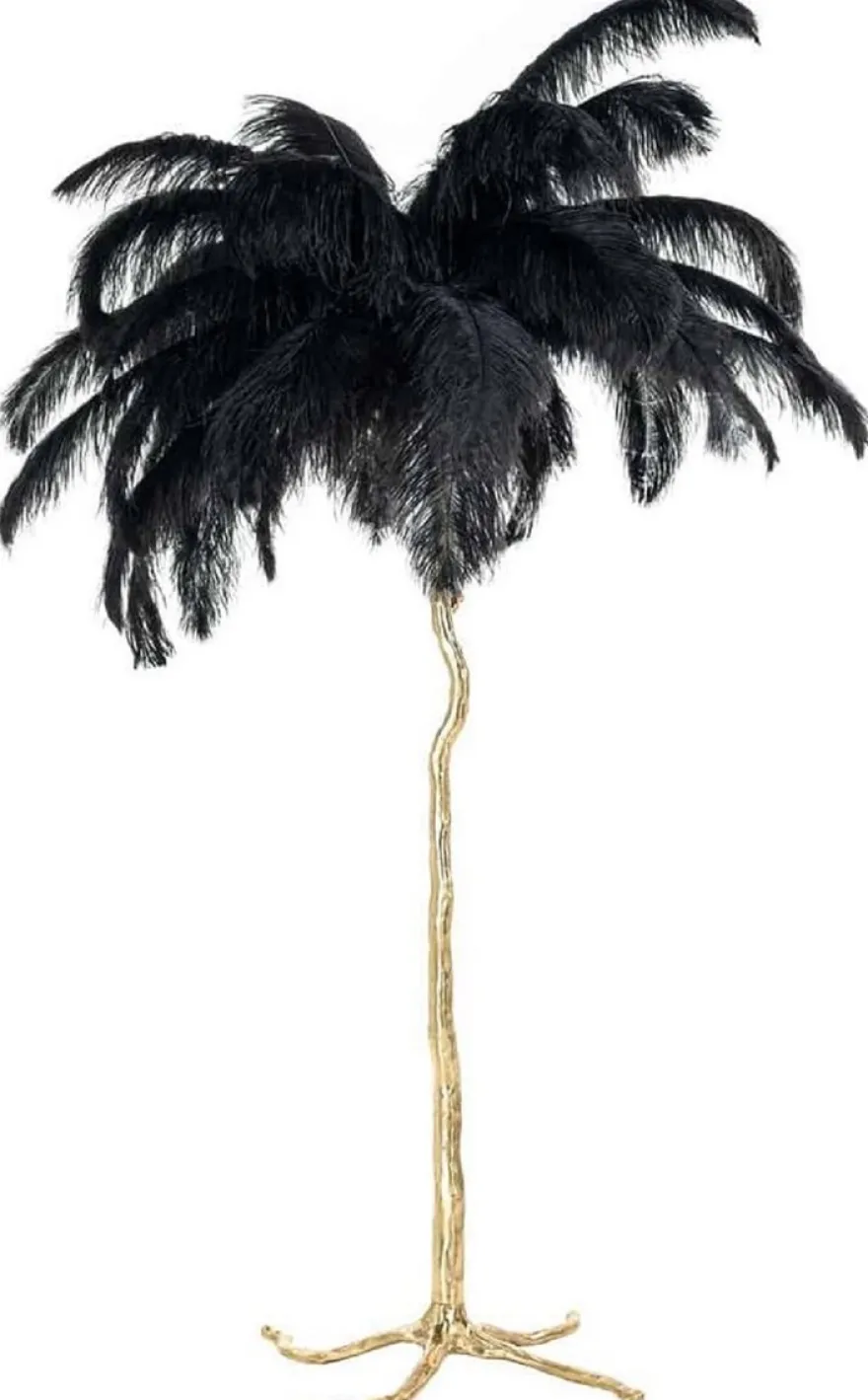 Casa Padrino Luxus Stehleuchte Palme Schwarz / Gold 110 x 110 x H. 175 cm - Moderne Stehlampe im Palmen Design - Luxus Leuchten - Luxus Qualität