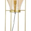 Casa Padrino Luxus Stehleuchte Bernstein / Gold Ø 50 x H. 158 cm - Runde Metall Stehleuchte mit Glas Lampenschirm - Luxus Stehleuchten - Luxus Leuchten - Luxus Interior