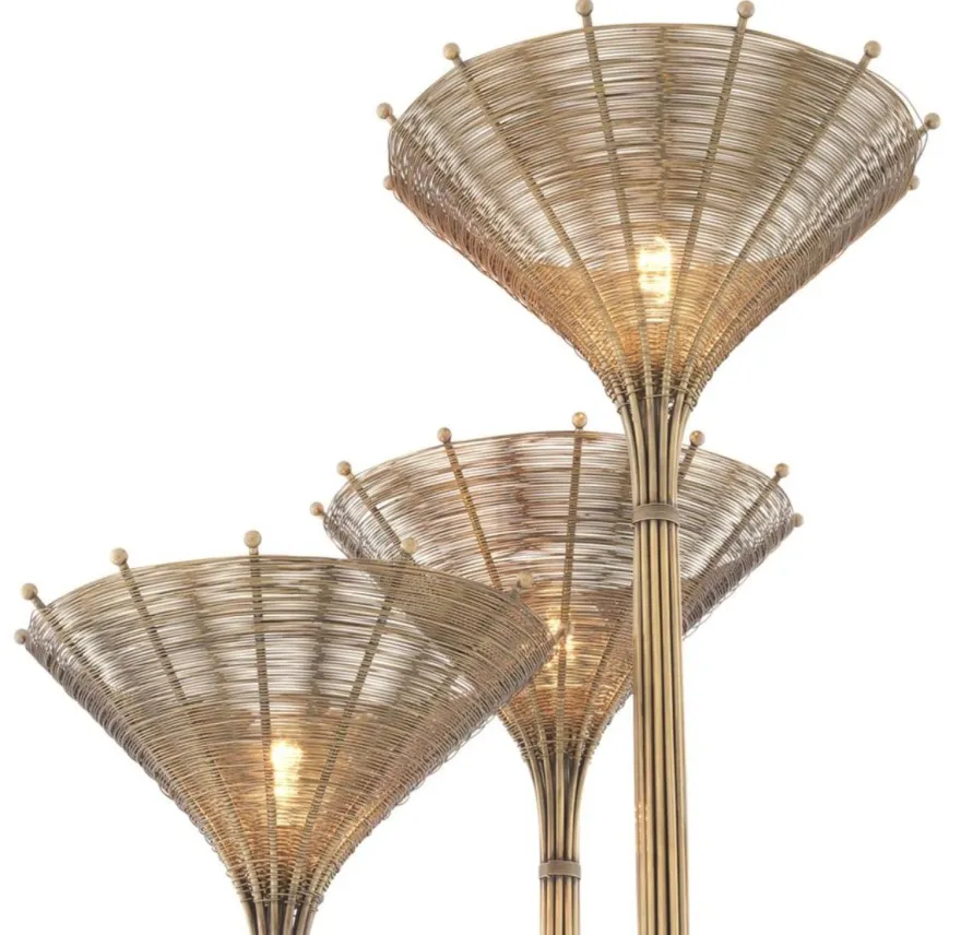 Casa Padrino Luxus Stehleuchte Vintage Messingfarben 70 x 70 x H. 197 cm - Hotel & Restaurant Stehlampe