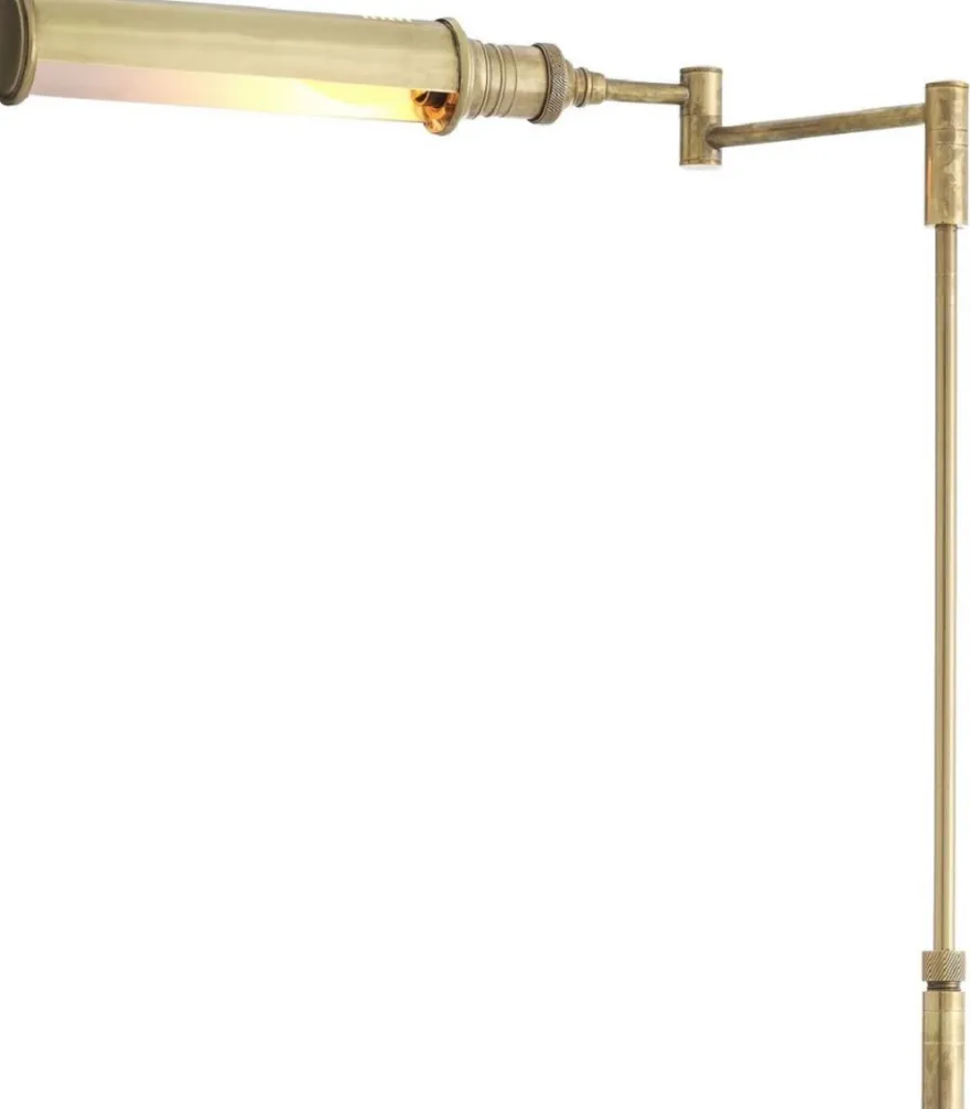 Casa Padrino Luxus Stehleuchte Vintage Messingfarben 18 x H. 102-136 cm - Höhenverstellbare Stehleuchte mit Schwenkarm - Luxus Kollektion