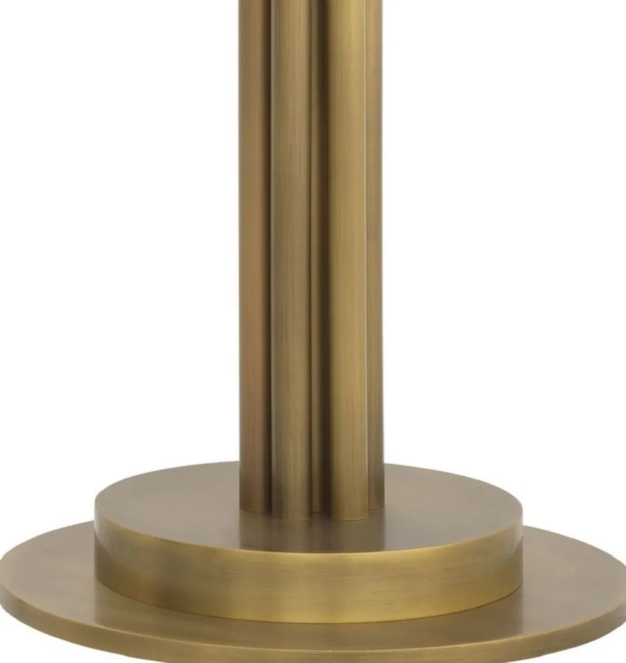 Casa Padrino Luxus Stehleuchte Antik Messingfarben / Weiß Ø 60 x H. 195 cm - Runde Metall Stehleuchte mit Glas Lampenschirm - Luxus Kollektion