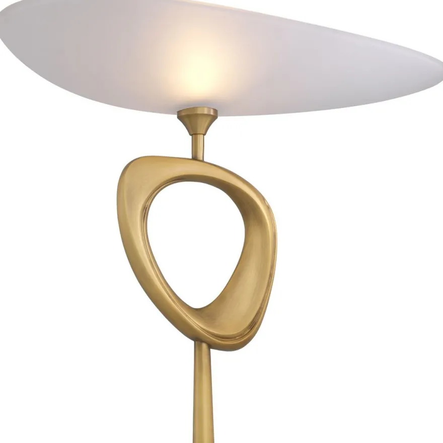 Casa Padrino Luxus Stehleuchte Antik Messingfarben / Schwarz / Weiß 61 x 35 x H. 181,5 cm - Messing Stehleuchte mit Glas Lampenschirm und Marmorsockel - Luxus Kollektion