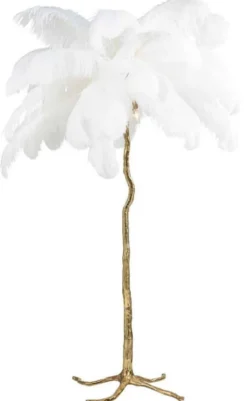 Casa Padrino Luxus Stehleuchte Palme Weiß / Gold 110 x 110 x H. 175 cm - Moderne Stehlampe im Palmen Design - Luxus Leuchten - Luxus Qualität