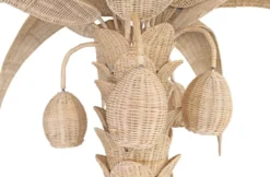 Casa Padrino Luxus Stehleuchte Palme Naturfarben Ø 260 x H. 280 cm - Rattan Stehlampe im Palmen Design - Wohnzimmer Stehleuchte - Luxus Leuchten - Luxus Stehleuchten