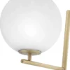 Casa Padrino Luxus Stehleuchte Antik Messingfarben / Schwarz / Weiß 39 x 30 x H. 159 cm - Moderne Metall Stehlampe mit Marmorfuss und rundem Glas Lampenschirm - Luxus Qualität