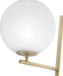 Casa Padrino Luxus Stehleuchte Antik Messingfarben / Schwarz / Weiß 39 x 30 x H. 159 cm - Moderne Metall Stehlampe mit Marmorfuss und rundem Glas Lampenschirm - Luxus Qualität