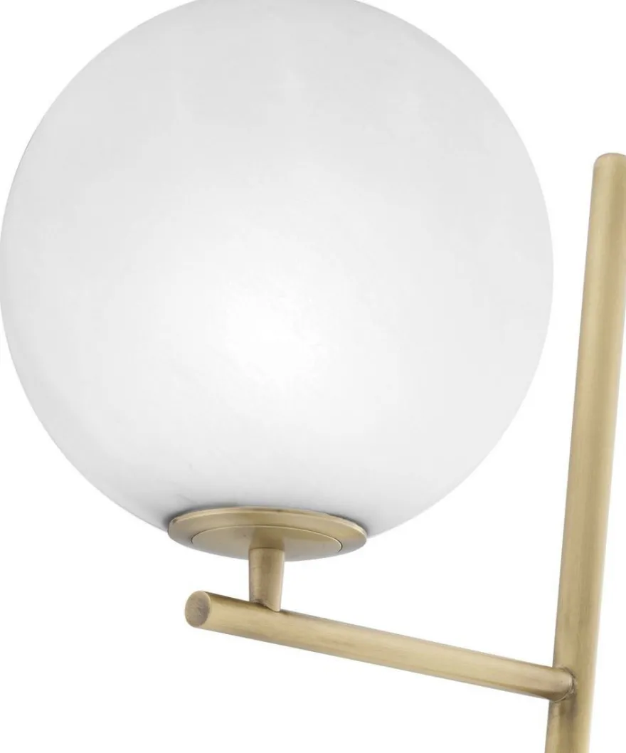 Casa Padrino Luxus Stehleuchte Antik Messingfarben / Schwarz / Weiß 39 x 30 x H. 159 cm - Moderne Metall Stehlampe mit Marmorfuss und rundem Glas Lampenschirm - Luxus Qualität