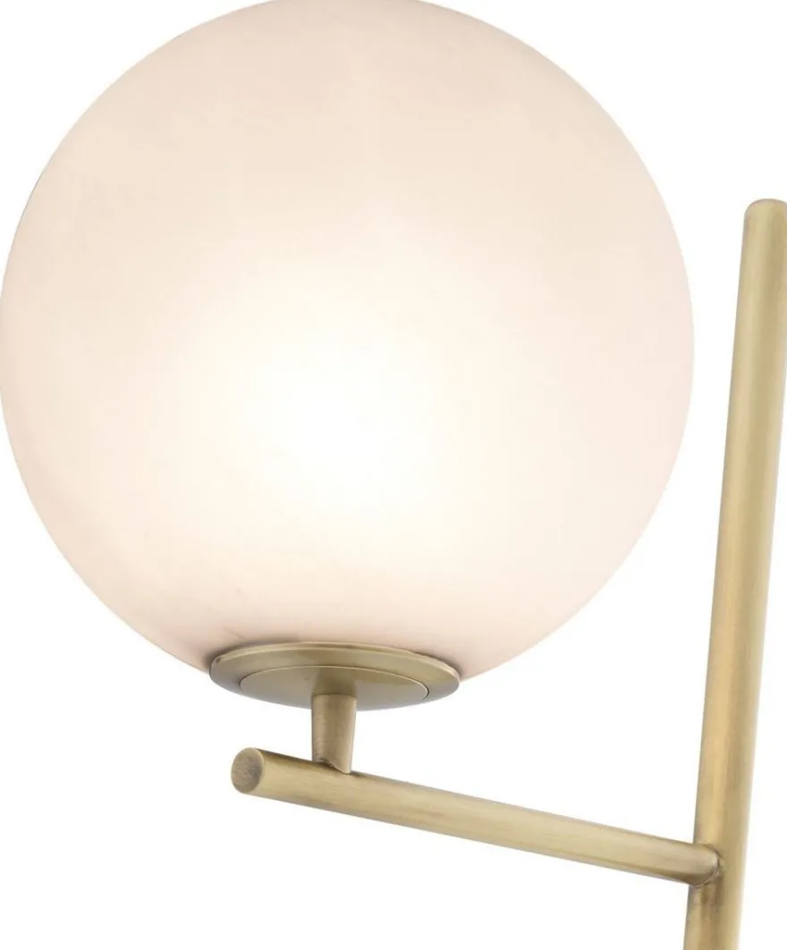 Casa Padrino Luxus Stehleuchte Antik Messingfarben / Schwarz / Weiß 39 x 30 x H. 159 cm - Moderne Metall Stehlampe mit Marmorfuss und rundem Glas Lampenschirm - Luxus Qualität