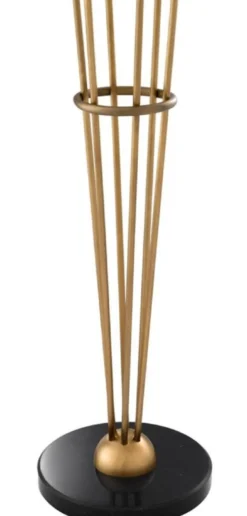 Casa Padrino Luxus Stehleuchte Antik Messingfarben / Schwarz / Weiß Ø 42 x H. 169 cm - Designer Stehlampe mit Marmorsockel und kugelförmigen Glas Lampenschirmen