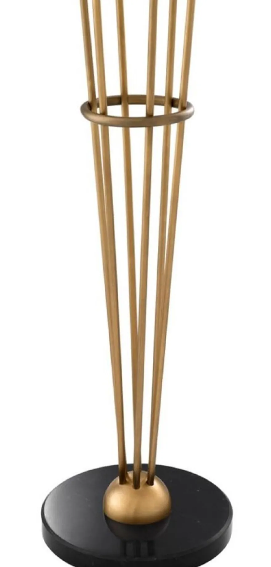 Casa Padrino Luxus Stehleuchte Antik Messingfarben / Schwarz / Weiß Ø 42 x H. 169 cm - Designer Stehlampe mit Marmorsockel und kugelförmigen Glas Lampenschirmen