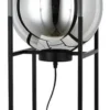 Casa Padrino Luxus Stehleuchte Silber / Schwarz 30 x 30 x H. 97 cm - Metall Stehleuchte mit Glas Lampenschirm - Luxus Stehleuchten - Luxus Leuchten - Luxus Interior