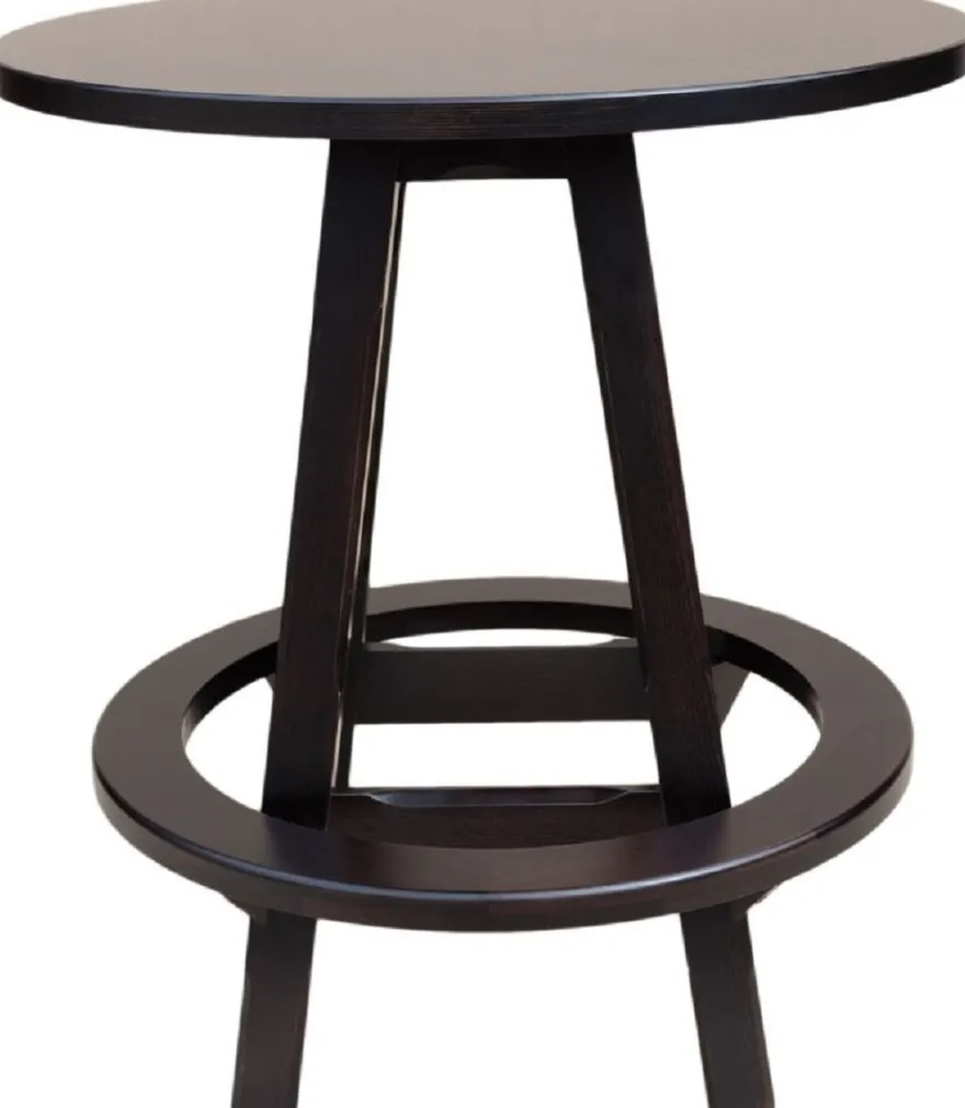 Casa Padrino Luxus Stehtisch mit Fußstütze Dunkelbraun Ø 100 x H. 110 cm - Runder Massivholz Tisch - Runder Massivholz Bartisch - Massivholz Möbel - Bar Möbel - Gastronomie Möbel