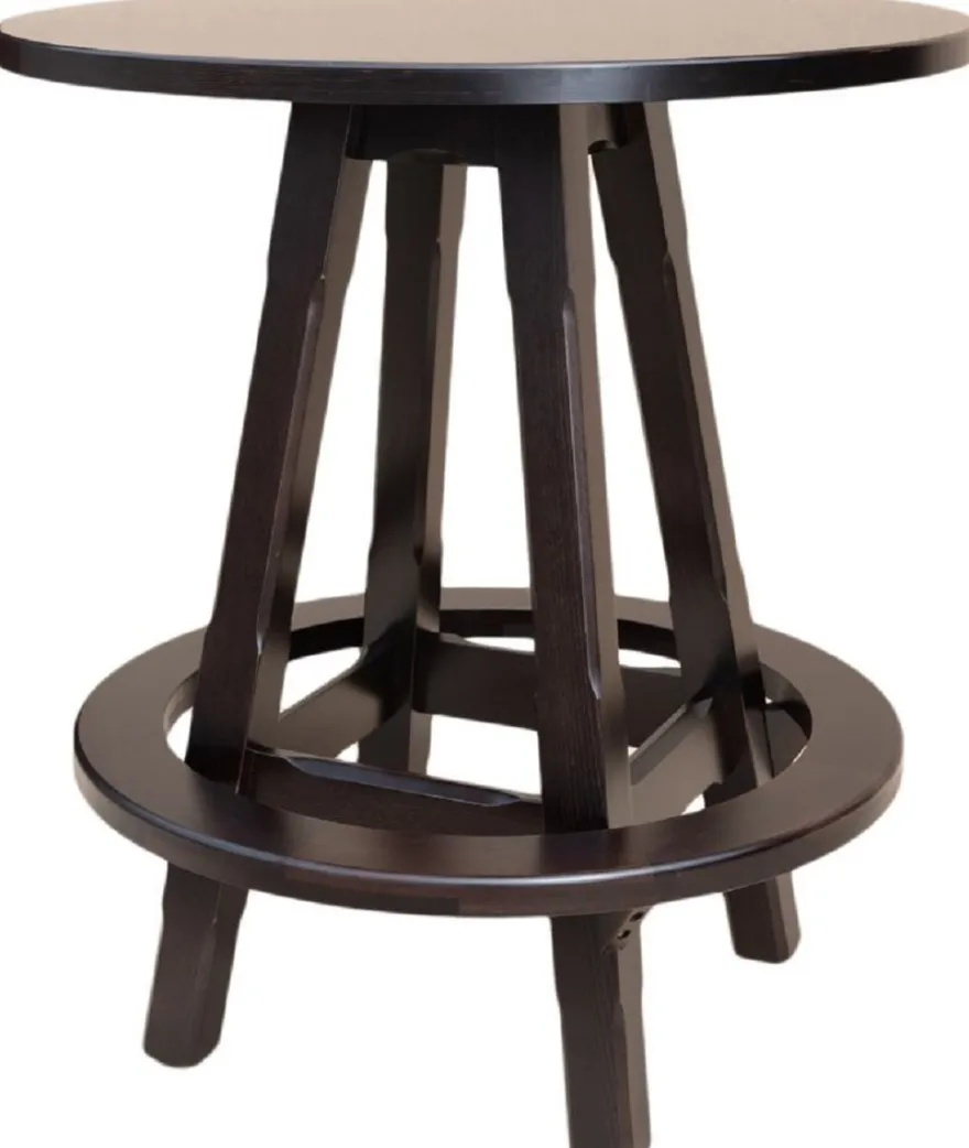 Casa Padrino Luxus Stehtisch mit Fußstütze Dunkelbraun Ø 100 x H. 110 cm - Runder Massivholz Tisch - Runder Massivholz Bartisch - Massivholz Möbel - Bar Möbel - Gastronomie Möbel
