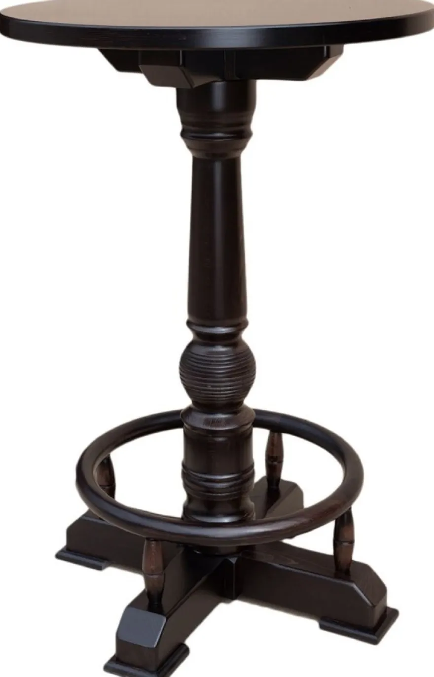 Casa Padrino Luxus Stehtisch mit Fußstütze Dunkelbraun Ø 75 x H. 110 cm - Runder Massivholz Tisch - Runder Massivholz Bartisch - Massivholz Möbel - Bar Möbel - Gastronomie Möbel