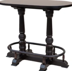 Casa Padrino Luxus Stehtisch mit Fußstütze Dunkelbraun 135 x 75 x H. 110 cm - Ovaler Massivholz Tisch - Ovaler Massivholz Bartisch - Massivholz Möbel - Bar Möbel - Gastronomie Möbel