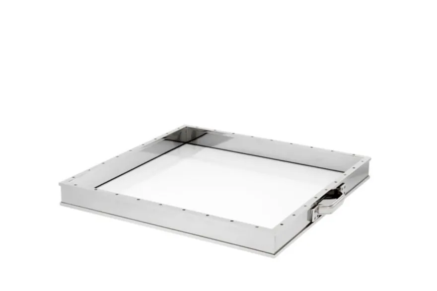 Casa Padrino Luxus Tablett Nickel Finish Silber 55 x 50 x H. 5 cm - Edles Hotel Accessoire