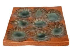 Casa Padrino Luxus Tablett Orange 31,5 x 32,5 x H. 3 cm - Deko Tablett und Wandrelief in Anemonen-Form aus feinem Porzellan - Luxus Deko Accessoires
