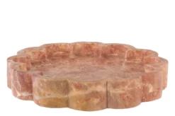 Casa Padrino Luxus Tablett Rosa Ø 25 x H. 4 cm - Rundes Tablett Petal aus hochwertigem Pink Kalipare Marmor - Luxus Deko Accessoires