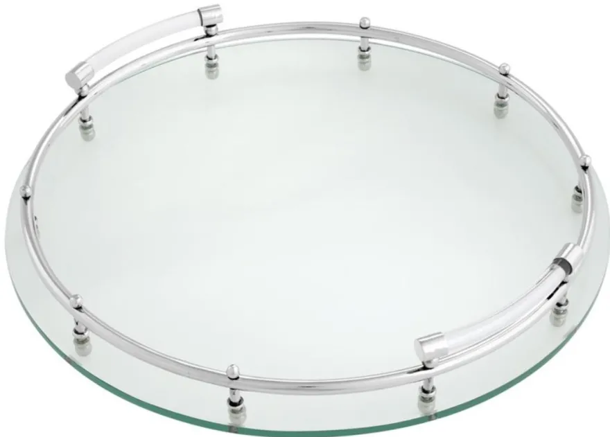 Casa Padrino Luxus Tablett / Serviertablett Silber Ø 40 x H. 7 cm - Gastronomie Accessoires