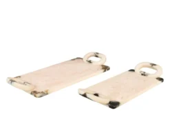 Casa Padrino Luxus Tabletts 2er Set Schwarz / Beige - Deko Tabletts aus transluzentem Kunstharz in Schwarz und Creme - Luxus Deko Accessoires