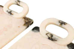 Casa Padrino Luxus Tabletts 2er Set Schwarz / Beige - Deko Tabletts aus transluzentem Kunstharz in Schwarz und Creme - Luxus Deko Accessoires