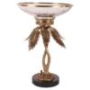 Casa Padrino Luxus Tafelaufsatz Palme Messing / Schwarz Ø 35 x H. 54 cm - Deko Schale auf Palmenfuß