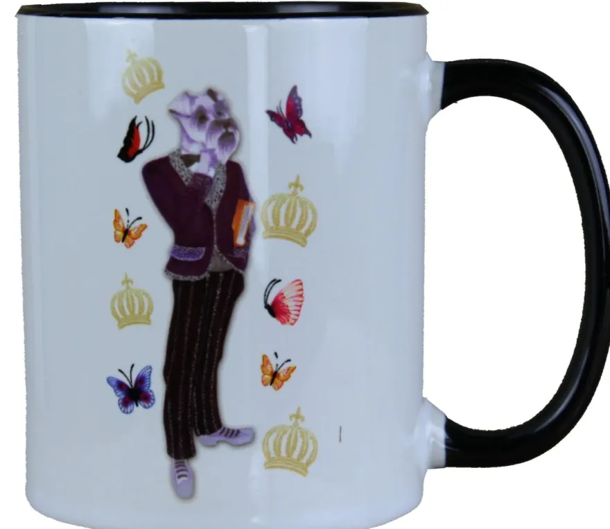 Casa Padrino Luxus Tasse Hund Clever von Harald Glööckler Pompöös - Weiß Schwarz Gold, 9,5 cm x 8,5 cm