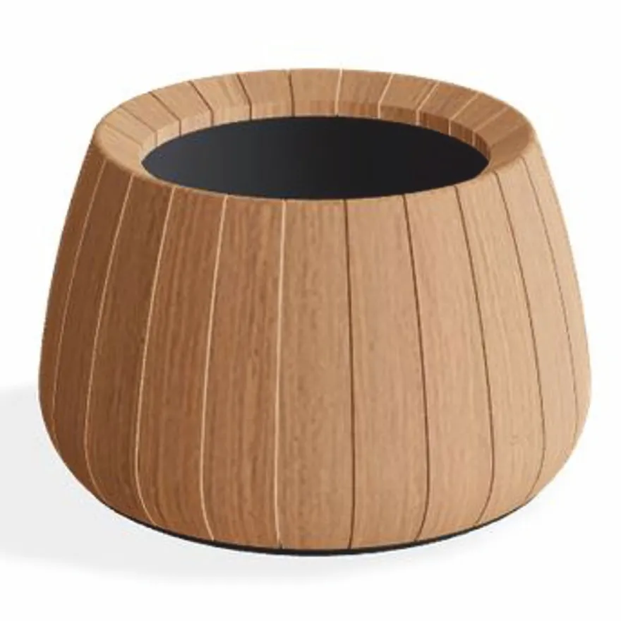 Casa Padrino Luxus Teakholz Blumentopf Naturfarben Ø 50 cm - Runder Pflanzentopf - Garten Deko Accessoires - Terrassen Deko