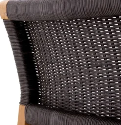 Casa Padrino Luxus Teakholz Esszimmer Stuhl Naturfarben / Schwarz 48 x 58 x H. 78,5 cm - Garten Stuhl - Terrassen Stuhl - Garten Möbel - Esszimmer Möbel - Luxus Teakholz Möbel