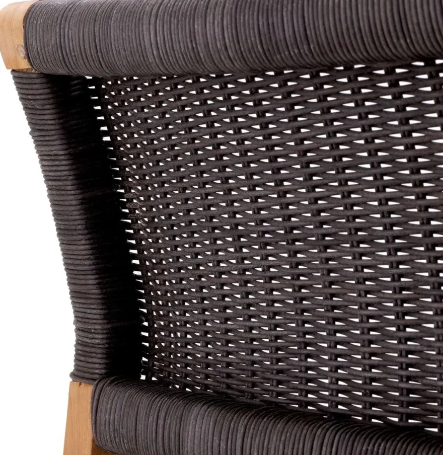 Casa Padrino Luxus Teakholz Esszimmer Stuhl Naturfarben / Schwarz 48 x 58 x H. 78,5 cm - Garten Stuhl - Terrassen Stuhl - Garten Möbel - Esszimmer Möbel - Luxus Teakholz Möbel