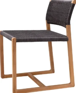 Casa Padrino Luxus Teakholz Esszimmer Stuhl Naturfarben / Schwarz 48 x 58 x H. 78,5 cm - Garten Stuhl - Terrassen Stuhl - Garten Möbel - Esszimmer Möbel - Luxus Teakholz Möbel