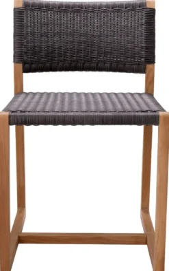 Casa Padrino Luxus Teakholz Esszimmer Stuhl Naturfarben / Schwarz 48 x 58 x H. 78,5 cm - Garten Stuhl - Terrassen Stuhl - Garten Möbel - Esszimmer Möbel - Luxus Teakholz Möbel