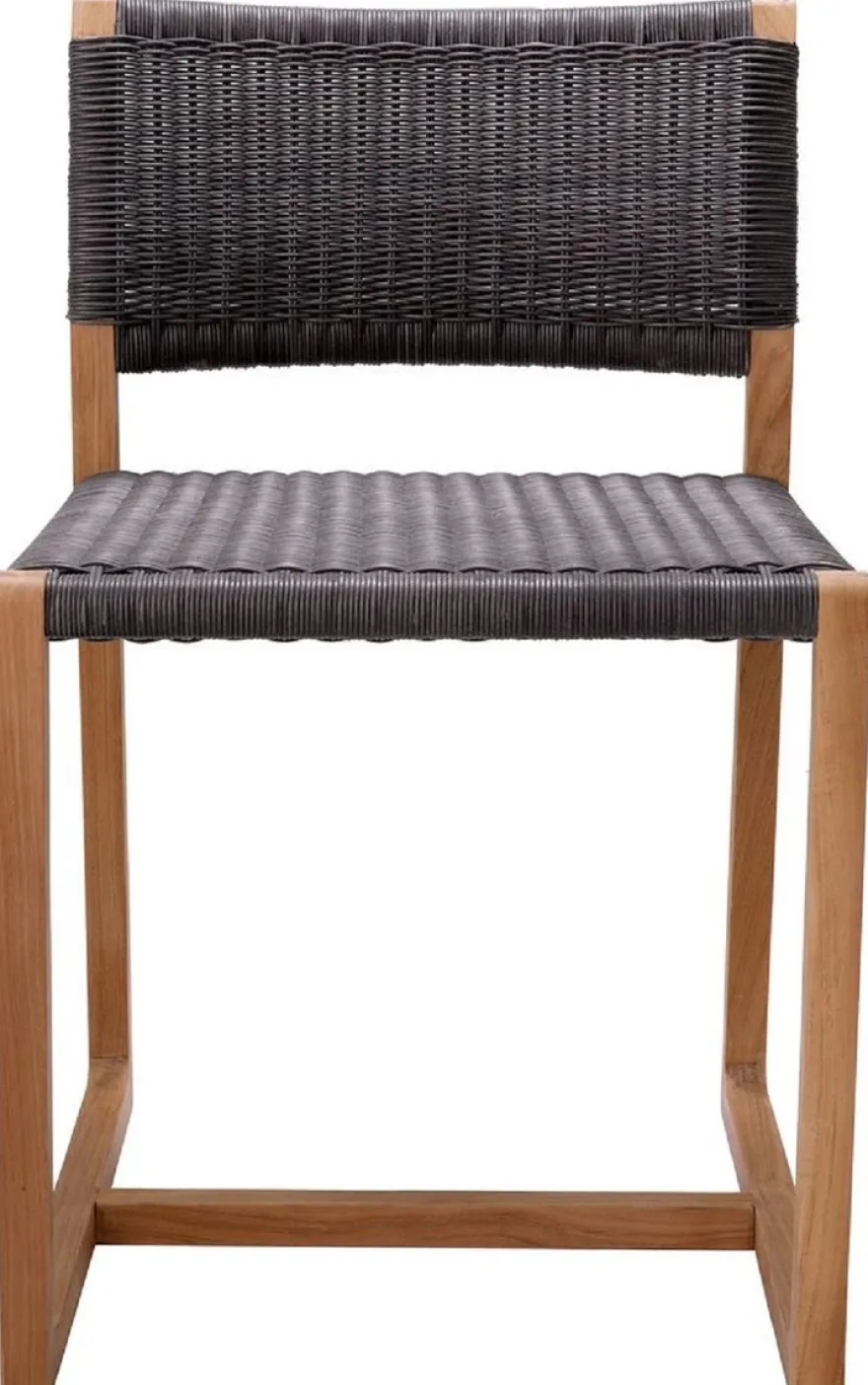 Casa Padrino Luxus Teakholz Esszimmer Stuhl Naturfarben / Schwarz 48 x 58 x H. 78,5 cm - Garten Stuhl - Terrassen Stuhl - Garten Möbel - Esszimmer Möbel - Luxus Teakholz Möbel