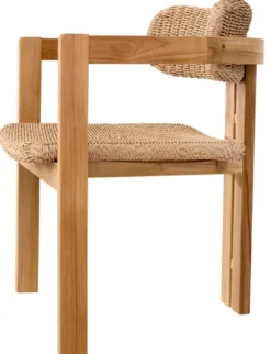 Casa Padrino Luxus Teakholz Esszimmer Stuhl mit Armlehnen Naturfarben 60 x 53 x H. 77 cm - Garten Stuhl - Terrassen Stuhl - Garten Möbel - Esszimmer Möbel - Luxus Teakholz Möbel