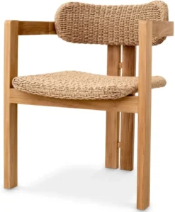 Casa Padrino Luxus Teakholz Esszimmer Stuhl mit Armlehnen Naturfarben 60 x 53 x H. 77 cm - Garten Stuhl - Terrassen Stuhl - Garten Möbel - Esszimmer Möbel - Luxus Teakholz Möbel