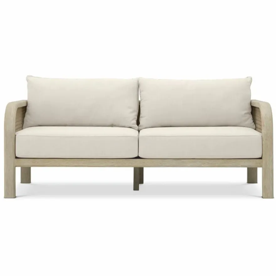 Casa Padrino Luxus Teakholz Garten Sofa Sandfarben / Beige 194 cm - Garten Möbel