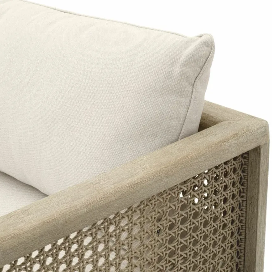 Casa Padrino Luxus Teakholz Garten Sofa Sandfarben / Beige 194 cm - Garten Möbel