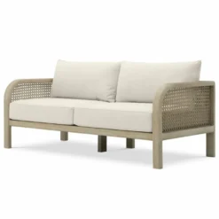Casa Padrino Luxus Teakholz Garten Sofa Sandfarben / Beige 194 cm - Garten Möbel