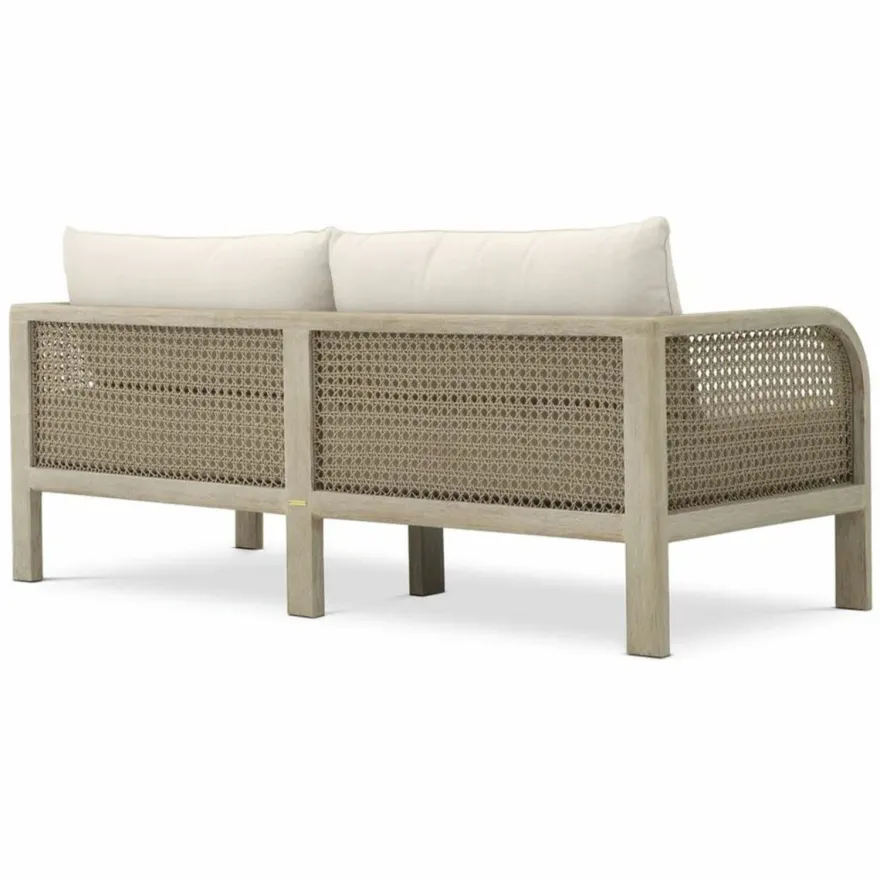 Casa Padrino Luxus Teakholz Garten Sofa Sandfarben / Beige 194 cm - Garten Möbel
