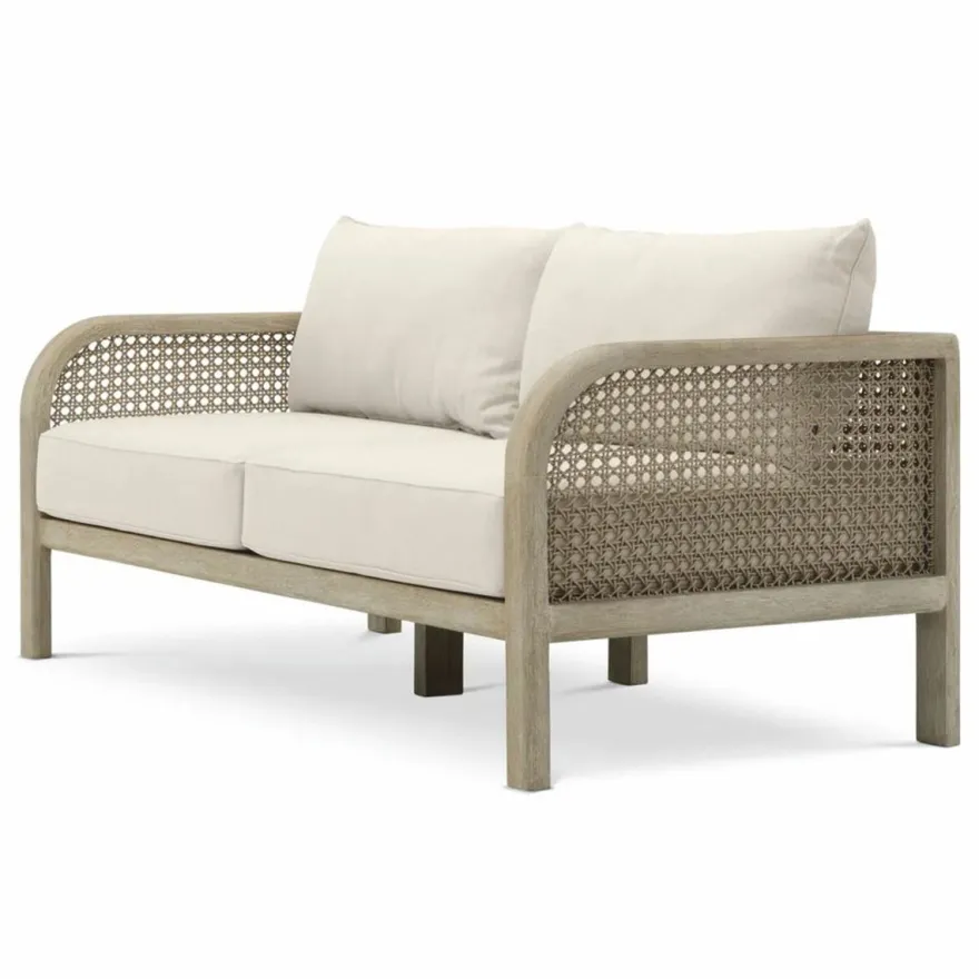 Casa Padrino Luxus Teakholz Garten Sofa Sandfarben / Beige 194 cm - Garten Möbel