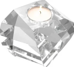 Casa Padrino Luxus Teelichthalter 13,5 x 13,5 x H. 12 cm - Kristallglas Deko Accessoires