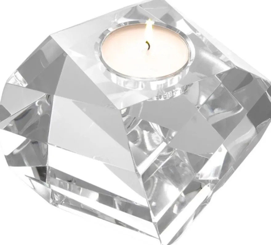 Casa Padrino Luxus Teelichthalter 13,5 x 13,5 x H. 12 cm - Kristallglas Deko Accessoires