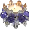 Casa Padrino Luxus Teelichthalter mit Swarovski Kristallglas Silber / Violett Ø 9 x H. 6 cm - Luxus Wohnzimmer Deko Accessoires