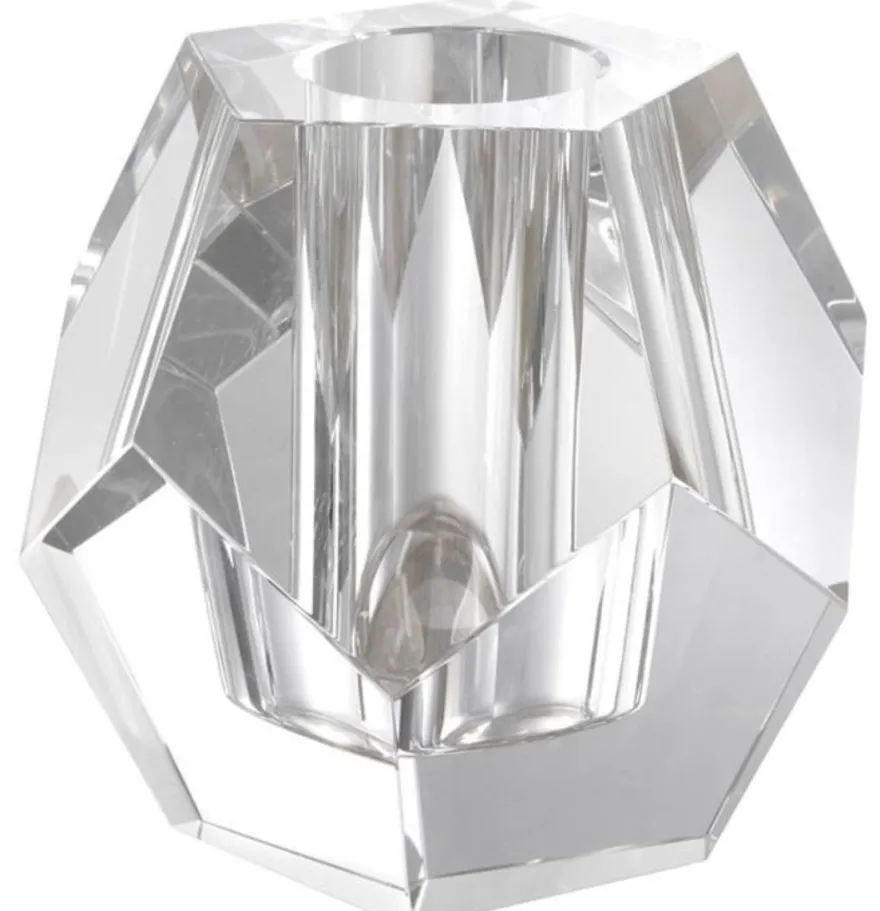 Casa Padrino Luxus Teelichthalter 16 x 16 x H. 15 cm - Kristallglas Deko Accessoires