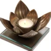 Casa Padrino Luxus Teelichthalter Lotusblume Vintage Messingfarben 16 x 16 x H. 10,5 cm - Deko Accessoires