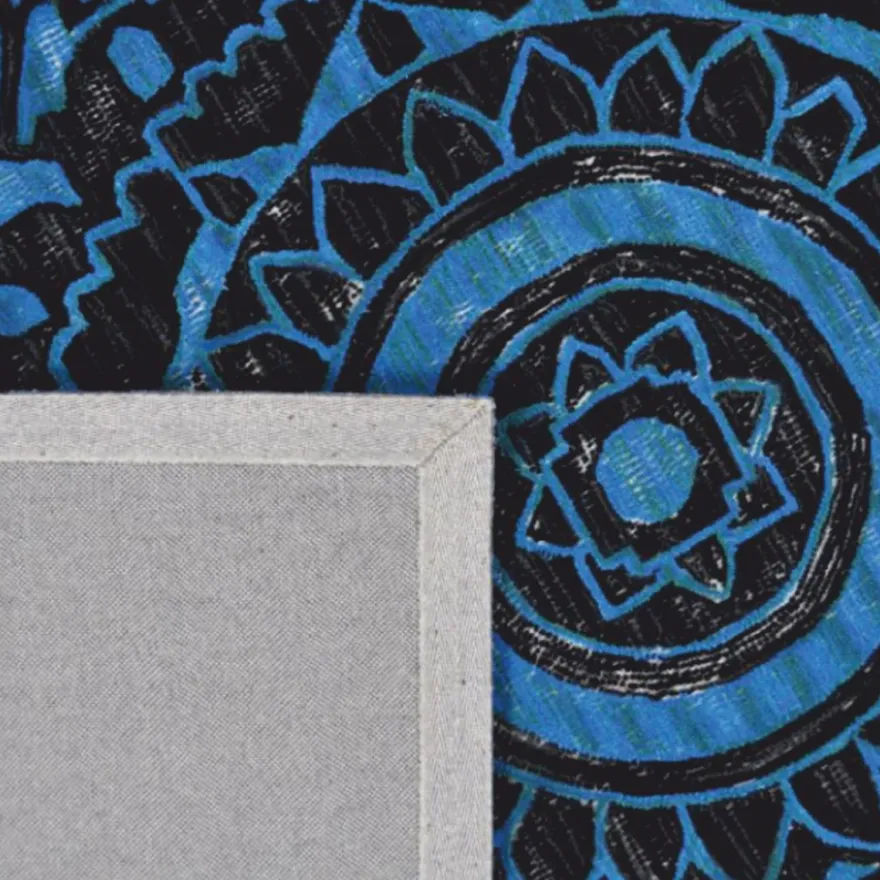 Casa Padrino Luxus Teppich Blau / Schwarz 300 x 200 cm - Rechteckiger Wollteppich - Wohnzimmer Teppich - Hotel Teppich