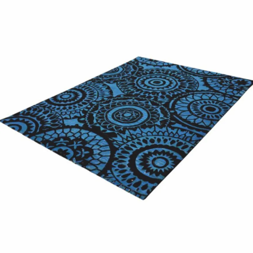 Casa Padrino Luxus Teppich Blau / Schwarz 300 x 200 cm - Rechteckiger Wollteppich - Wohnzimmer Teppich - Hotel Teppich