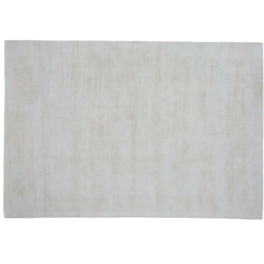 Casa Padrino Luxus Teppich Creme 280 x 360 cm - Unifarbener Viskose Teppich in Vintage Optik
